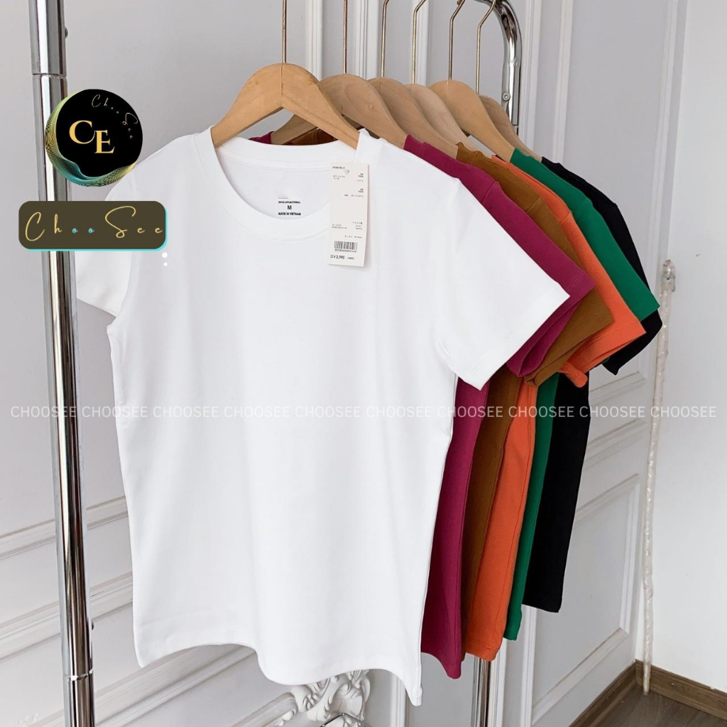 Áo phông nữ cổ tròn tay ngắn kiểu trơn dáng ôm body chất thun cotton co giãn tốt màu đen trắng thời trang basic CHS207 | BigBuy360 - bigbuy360.vn