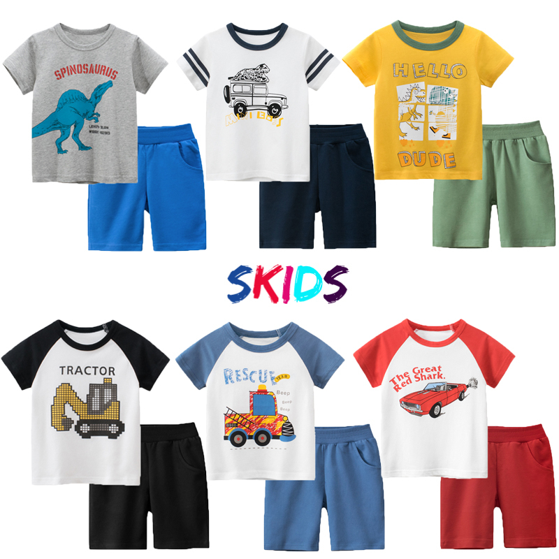 Bộ quần áo bé trai cộc tay mùa hè hàn quốc thời trang cho trẻ em 2 đến 8 tuổi SKIDS