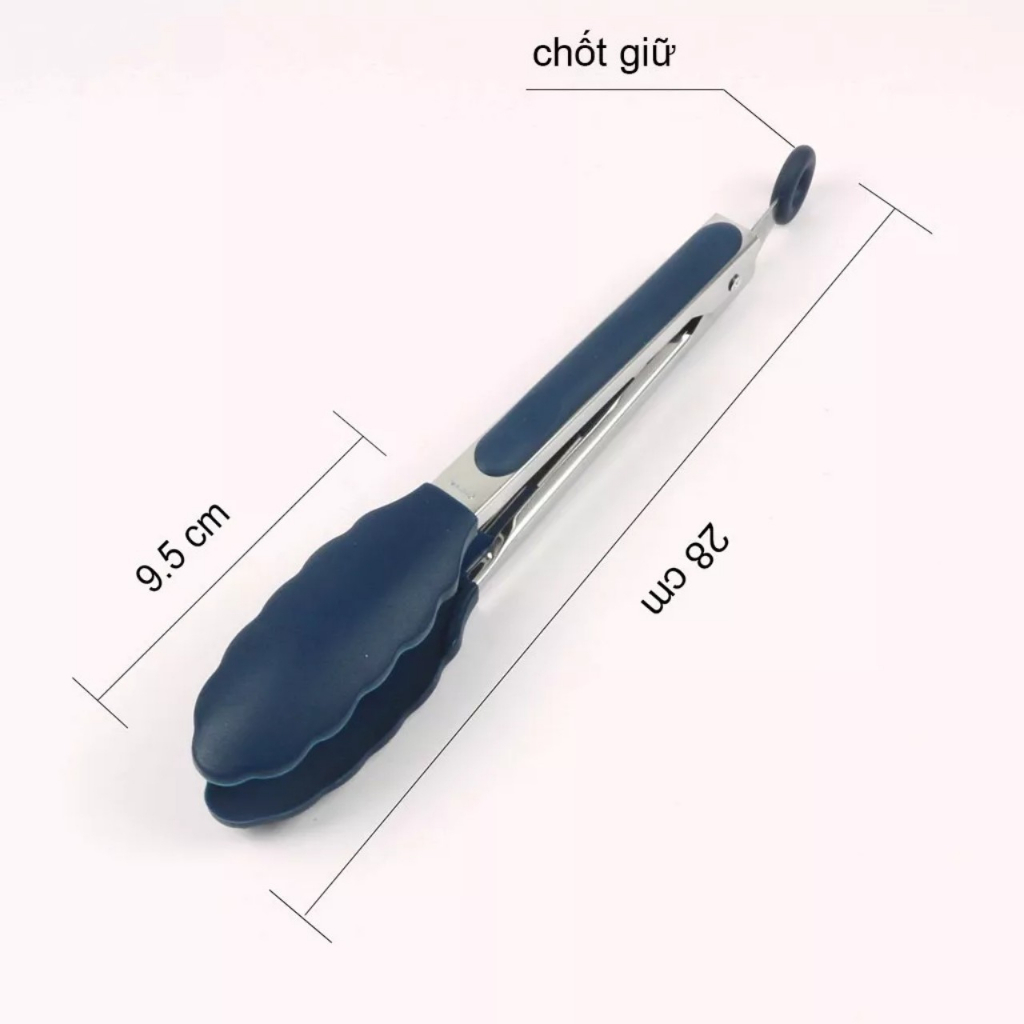 Kẹp- Gắp SILICON thức ăn cán inox dùng gắp đồ nóng ( giao màu ngẫu nhiên )