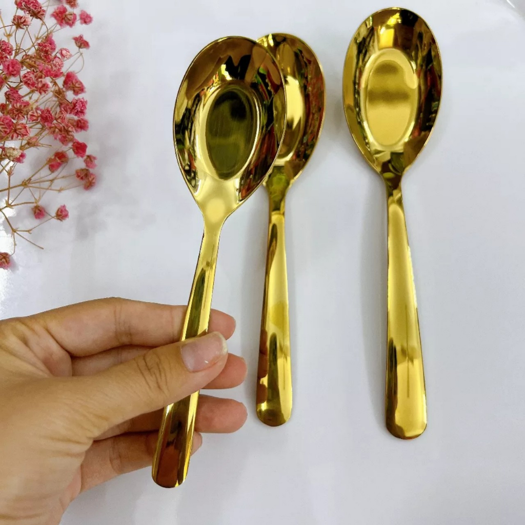 Muỗng cơm - Muỗng  canh inox 304 màu Vàng 100%  Muỗng cao cấp  Hàn Quốc