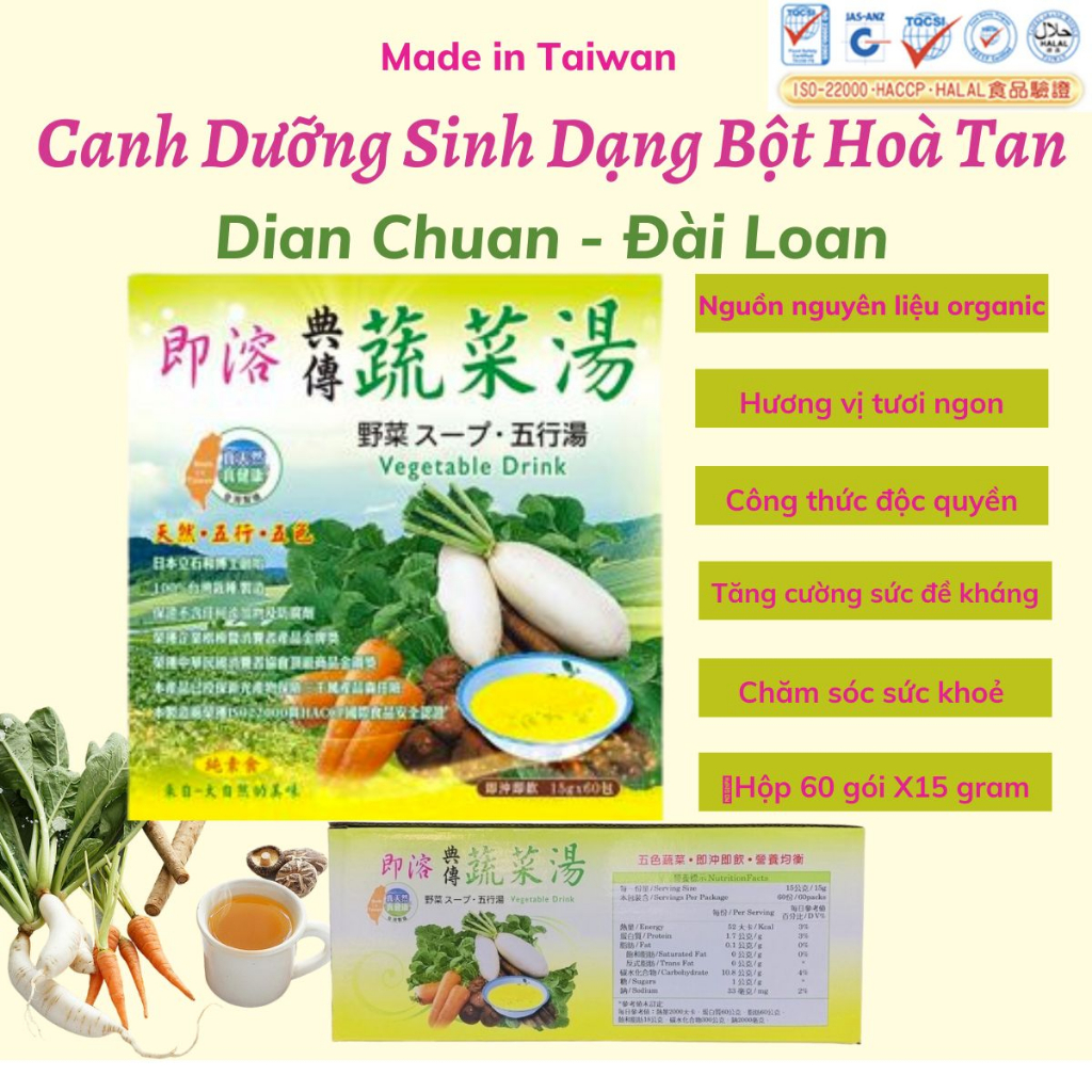 Canh dưỡng sinh dạng bột hoà tan Dian Chuan Đài Loan tốt cho sức khoẻ