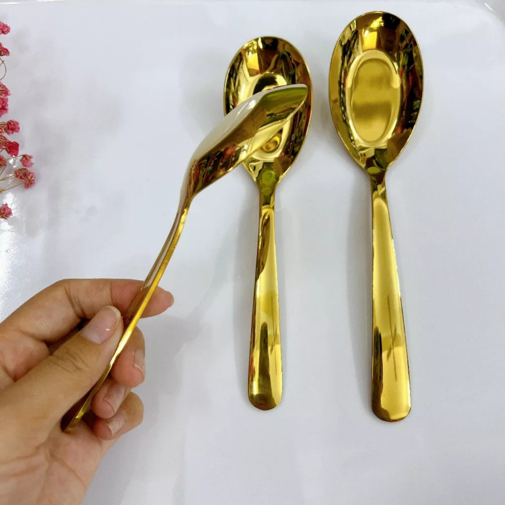 Muỗng cơm - Muỗng  canh inox 304 màu Vàng 100%  Muỗng cao cấp  Hàn Quốc