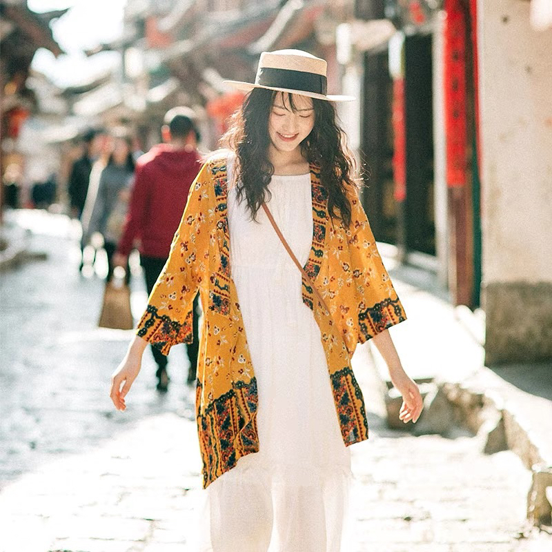 Áo Khoác Ngoài Phong Cách Boho Vintage Du Lịch Thời Trang Nữ