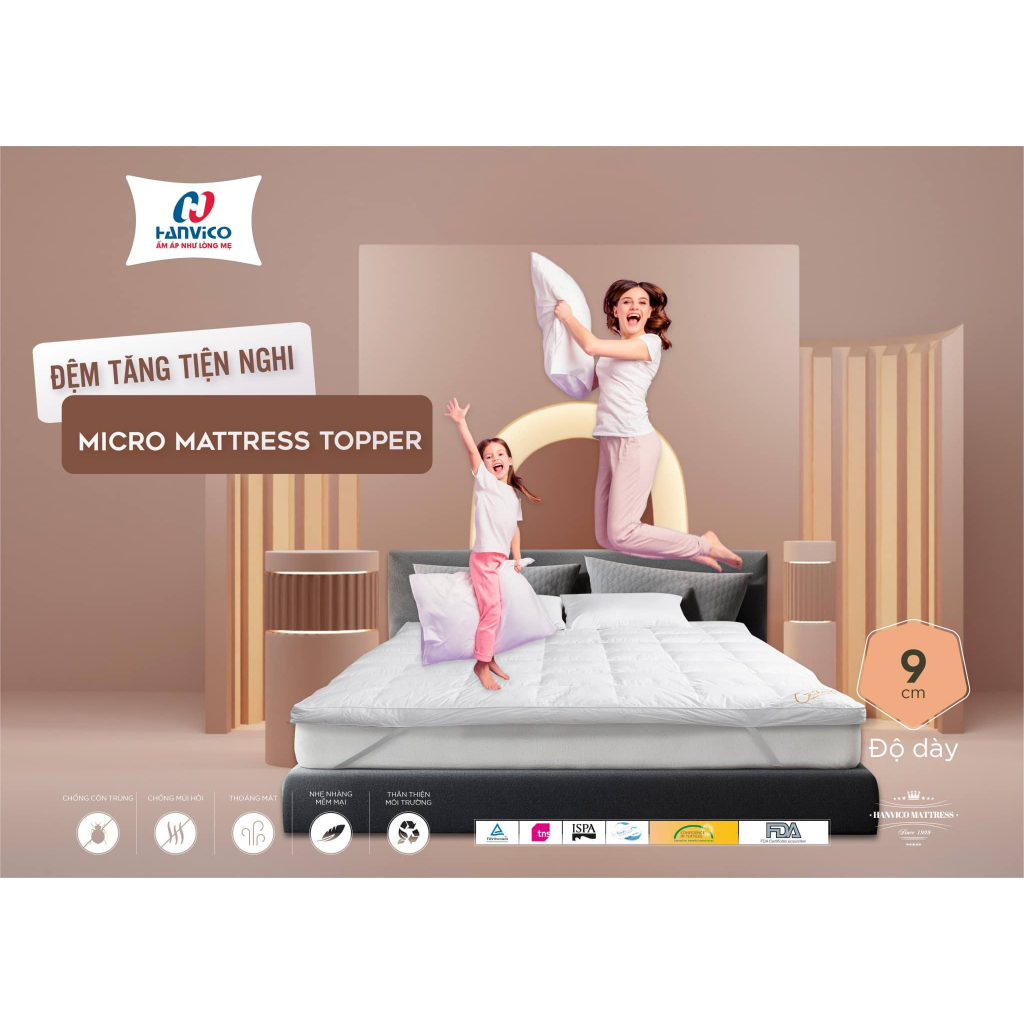 Đệm - Topper Microfiber / PE / GreenCore 4 tấm làm mềm đệm Hanvico ...