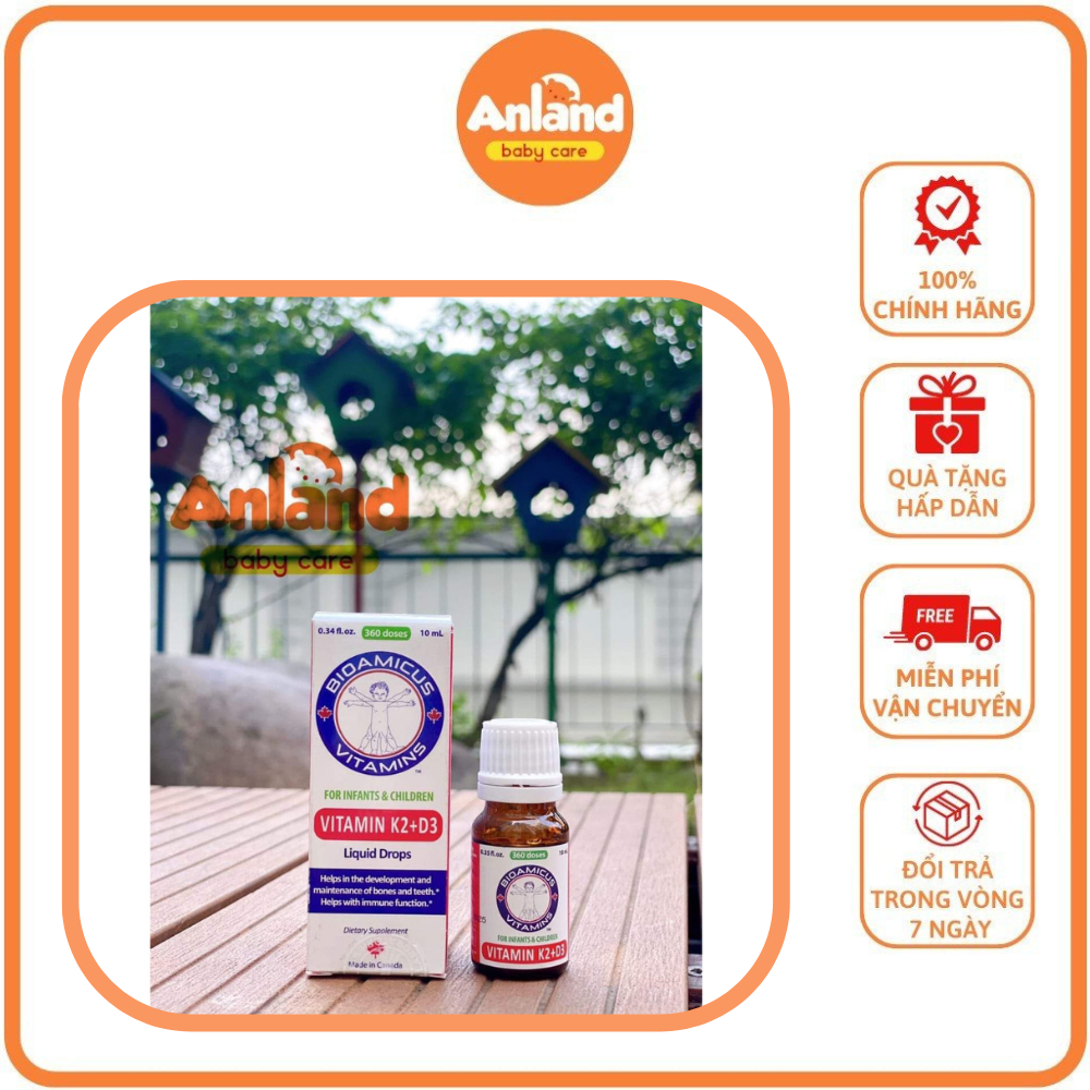 Bộ Đôi Vitamin D3 +k2 , Men Vi Sinh 10 Chủng Bioamicus Complete Canada