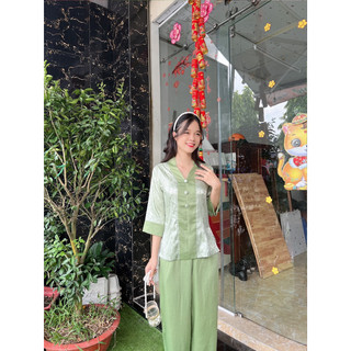Thời trang nữ áo lụa gấm cao cấp mặc đi chùa