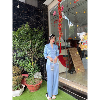 Thời trang nữ áo lụa gấm cao cấp mặc đi chùa
