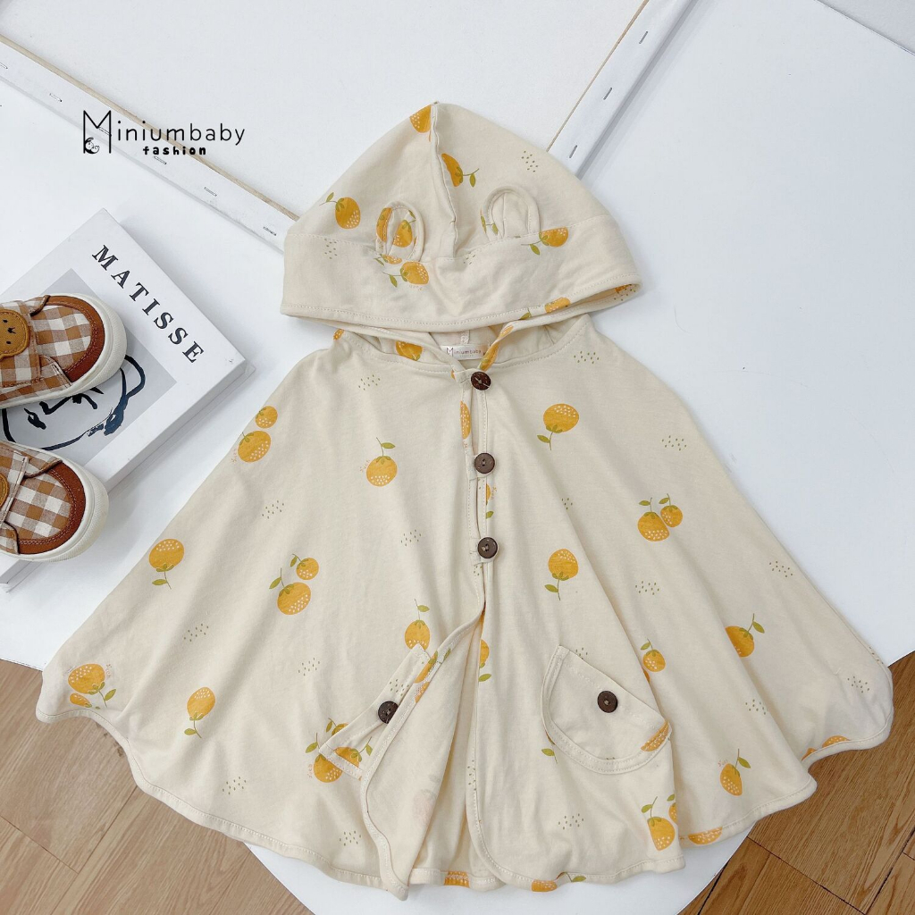 Áo choàng chống nắng bé trai, bé gái 0-6 tuổi Miniumbaby kiểu cánh dơi chất cotton form rộng