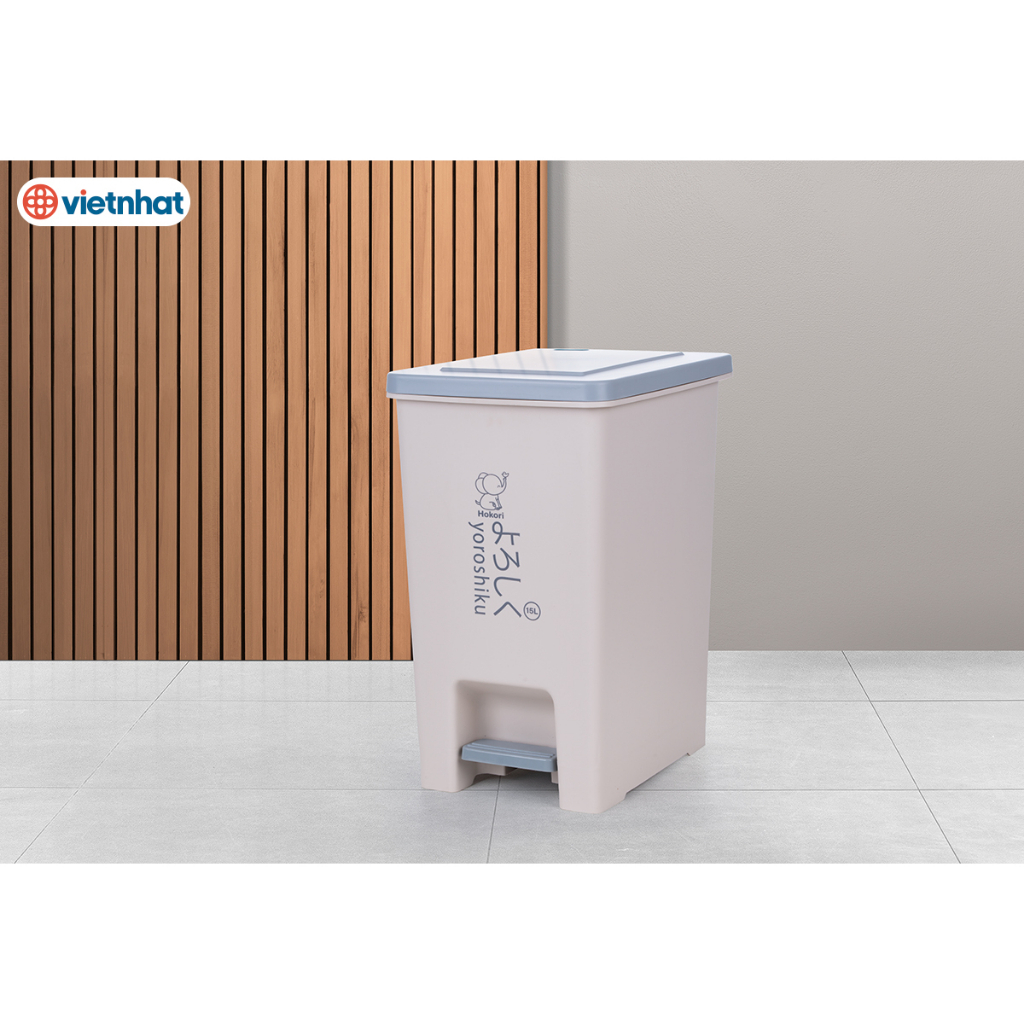 Bật rác vuông 15L Hokori 8062, Thùng rác Việt Nhật cao cấp có thùng