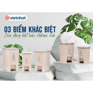 Bật rác vuông 20L Hokori 8063, Thùng rác Việt Nhật cao cấp có hộp