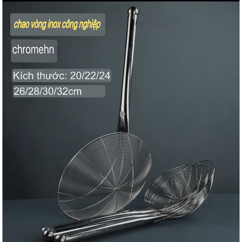 Dụng cụ nhà bếp, chao vớt đồ ăn công nghiệp, vợt lưới inox to vớt đồ ăn ...