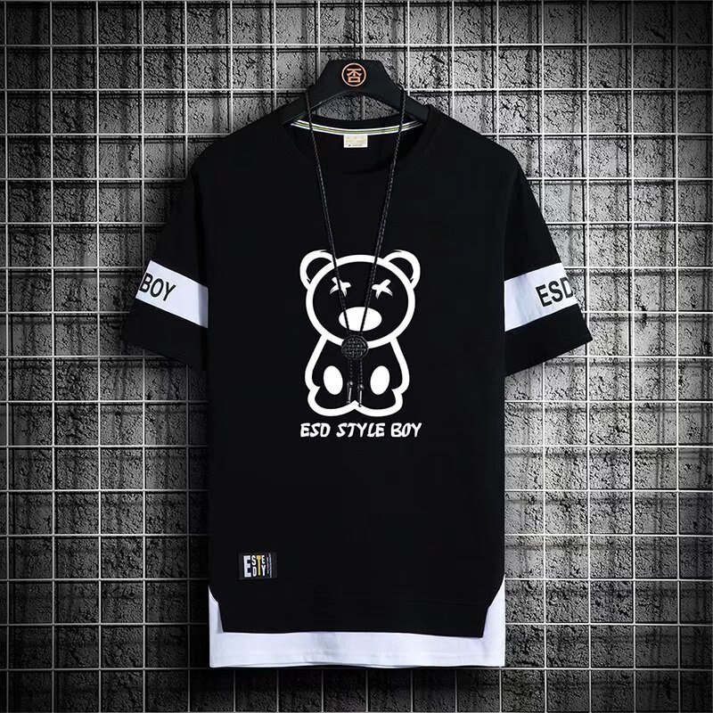Áo thun nam tay lỡ HappyFamily mẫu form rộng in gấu ESD Style Boy chất vải cotton 100 cao cấp
