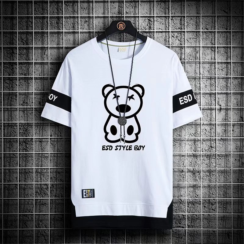 Áo thun nam tay lỡ HappyFamily mẫu form rộng in gấu ESD Style Boy chất vải cotton 100 cao cấp