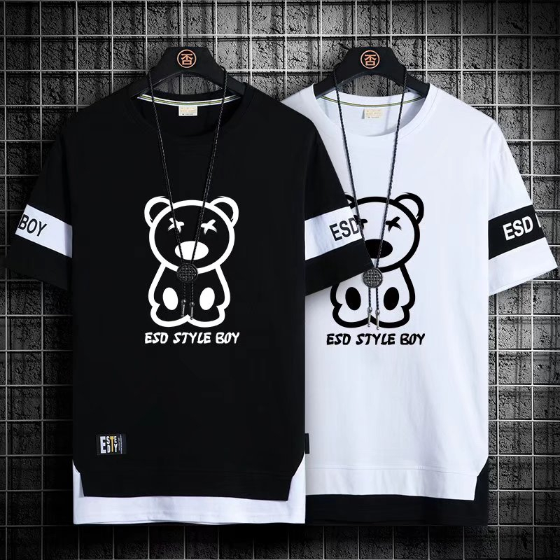 Áo thun nam tay lỡ HappyFamily mẫu form rộng in gấu ESD Style Boy chất vải cotton 100 cao cấp