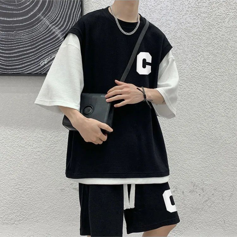 Set đồ bộ HappyFamily in logo chữ C trẻ trung năng động chất cotton 100 cao cấp