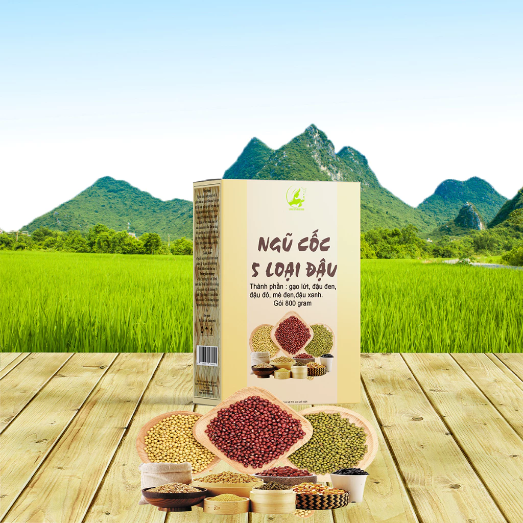 Bột ngũ cốc dinh dưỡng 5 loại đậu hộp 800gram - Greenherb