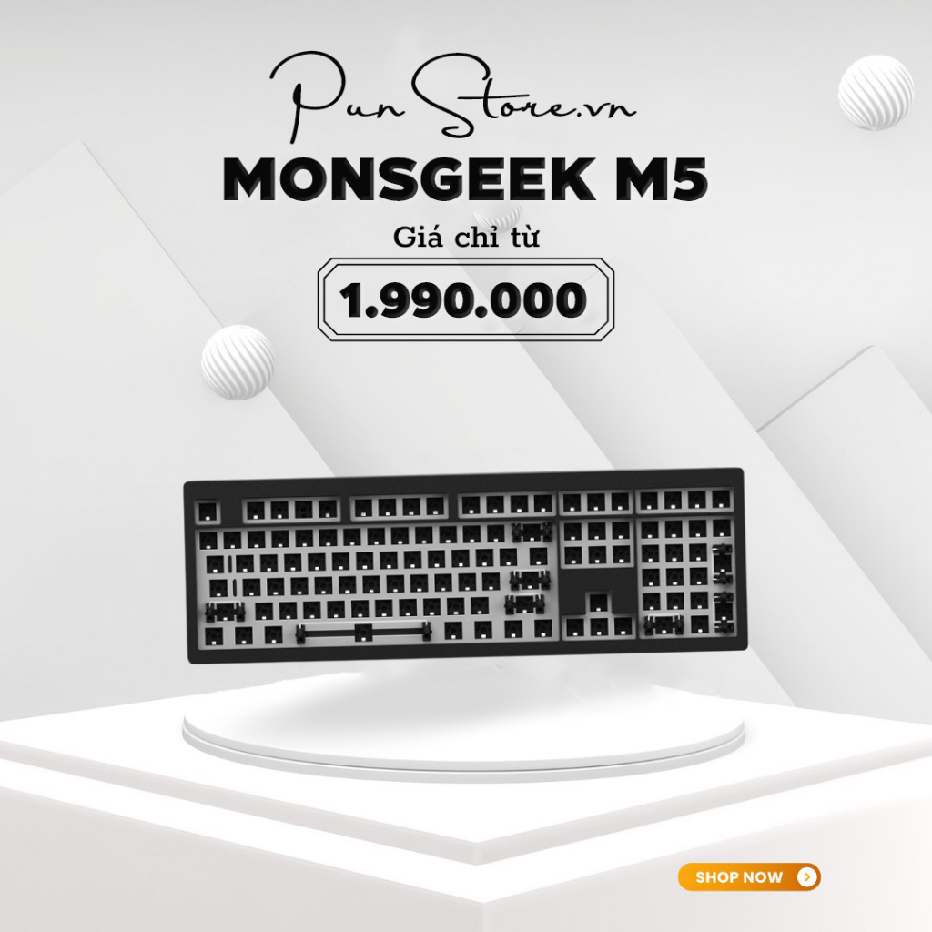 Bộ kit bàn phím cơ MonsGeek M5W Full Size 3 mode vỏ nhôm CNC led RGB ...