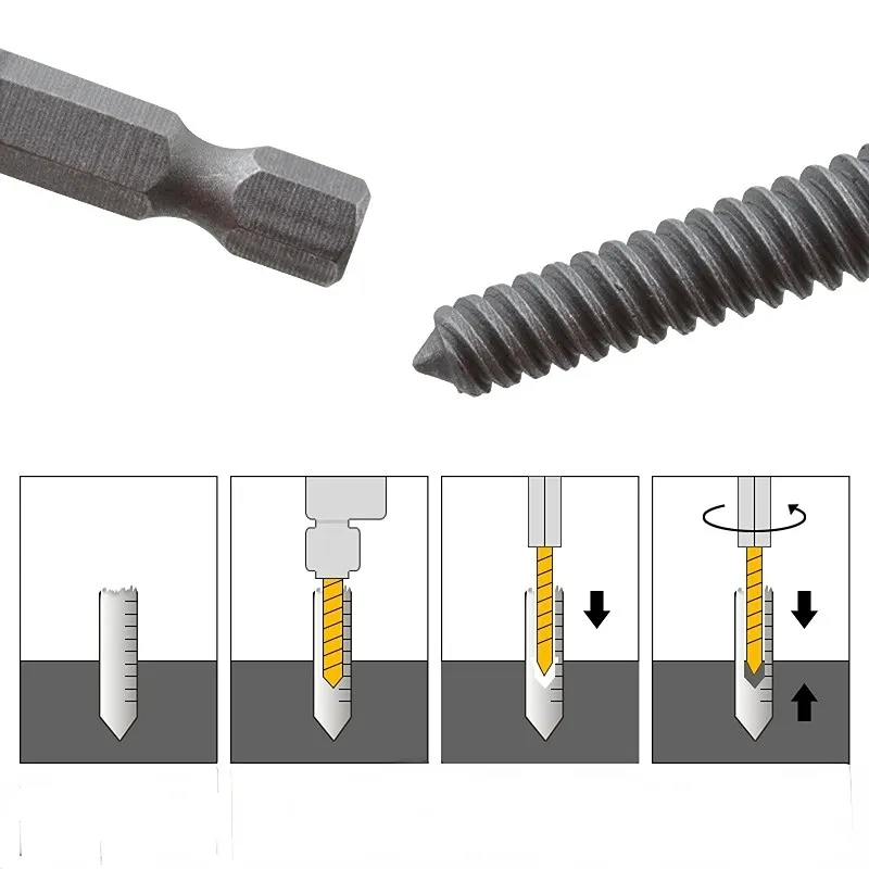 Bộ 5 đầu tháo ốc gãy 5-18mm kèm đầu nối dài 60mm, tháo vít toét đầu