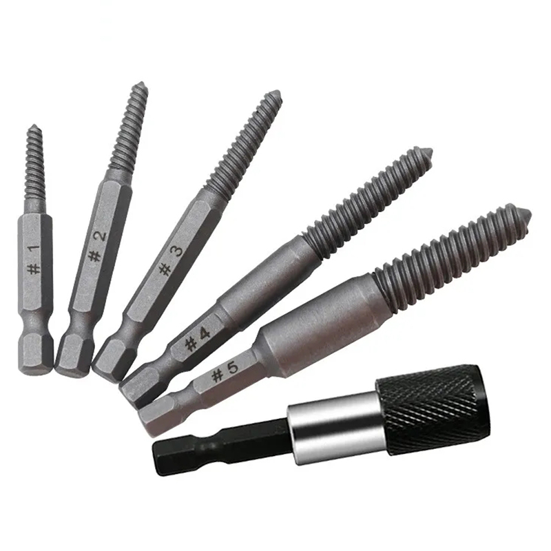 Bộ 5 đầu tháo ốc gãy 5-18mm kèm đầu nối dài 60mm, tháo vít toét đầu