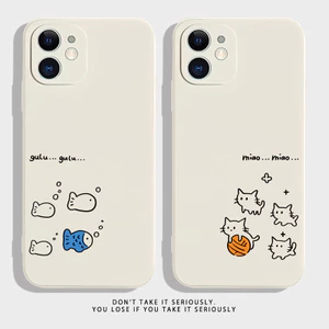 Ốp lưng chống bẩn hình độc lạ Mèo Cá Cho iPhone 14 13 12 11 Pro Max SE 2020 X XR XS 8 7 ip 6S 6 Plus e2234