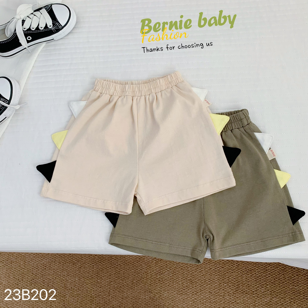 Bộ cotton cộc tay hoạ tiết khủng long đính đuôi, bộ thun cộc tay Bernie mềm mát