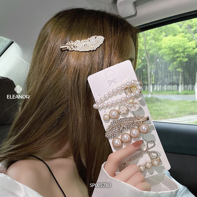 Set kẹp tóc nữ Eleanor Accessories đa dạng họa tiết kẹp tóc mái đính đá phụ kiện tóc 5780