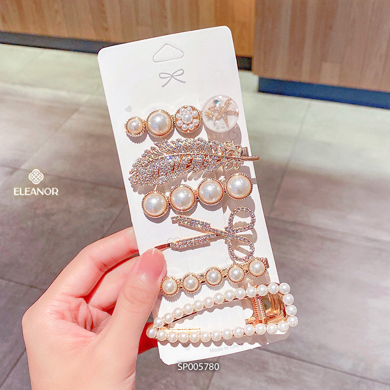 Set kẹp tóc nữ Eleanor Accessories đa dạng họa tiết kẹp tóc mái đính đá phụ kiện tóc 5780