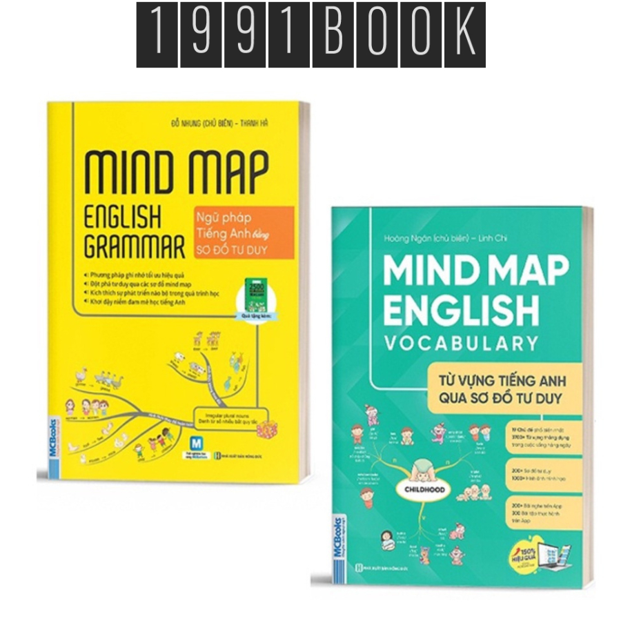 [Mã BMLTA35 giảm đến 35K đơn 99K] Sách - Mindmap English Grammar và Mindmap English Vocabulary - Học Kèm App Online