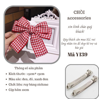 Cặp tóc nơ, kẹp tóc nữ nơ caro thanh lịch Chồi accessories phong cách Hàn Quốc - Y139