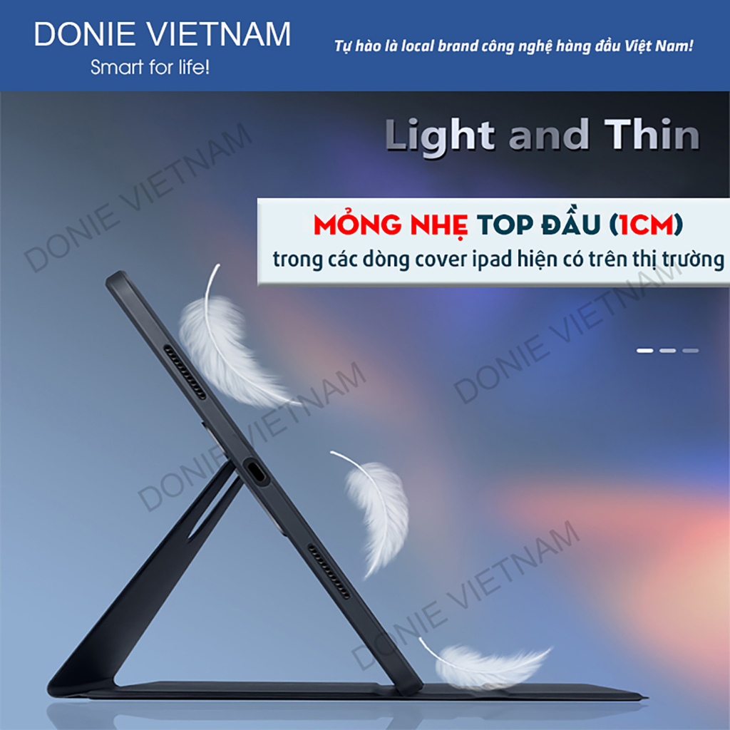 Ốp Lưng Kính Acrylic Trong Suốt Xoay 360° Cho iPad Gen 7/8/9/10/11 Air 4/5/6 Pro 11/12.9 | Donie P07
