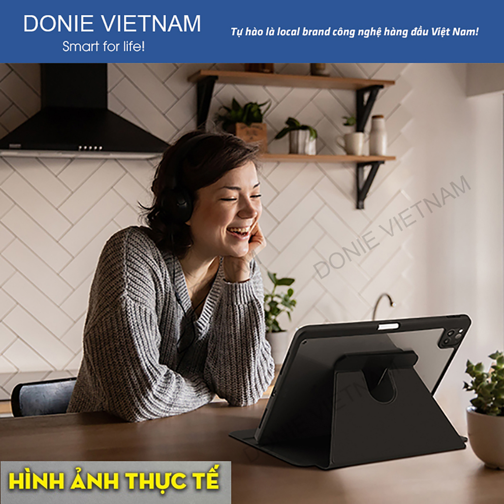 Bao Da iPad Hybrid Slim Mặt Lưng Trong Suốt Xoay 360° Cho Gen A16 10/11 Air 4/5/6 Pro 11 | DONIE P07