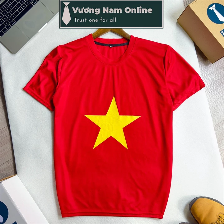 Áo thun cờ đỏ sao vàng VIỆT NAM trẻ em và người lớn hàng xưởng sỉ tay ngắn cổ tròn tiêu chuẩn VNO106