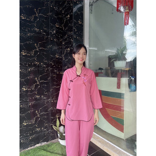 Áo lam đi chùa _ đồ đi chùa cho nữ cổ tàu xéo