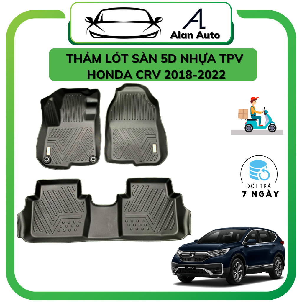 Thảm lót sàn ô tô Honda CRV 2018-2022, Thảm nhựa TPE 5D đúc nguyên khối theo xe.