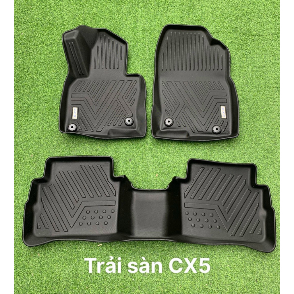 Thảm lót sàn ô tô Mazda Cx5 2018-2022, 2023-2024.Thảm nhựa TPE 5D đúc nguyên khối theo xe. Bộ 3 miếng