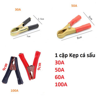 Set 2 Đầu Kẹp Cá Sấu 30A / 50a / 60A / 100A Cho Bình Ắc Quy Xe Hơi / Xe máy