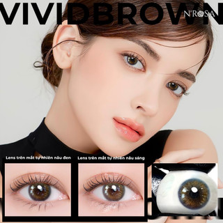 Lens nâu tự nhiên có độ cận 0-8 N’Rosa Vivid Brown cao cấp | Kính áp tròng cận màu nâu cho mắt thở