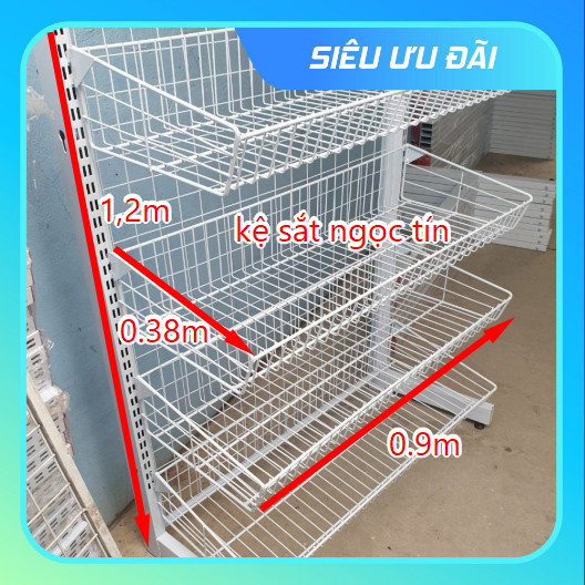 kệ sắt siêu thị rổ lưới cao 120x 38x dài 70,90,120cm 4 rổ | Shopee Việt Nam