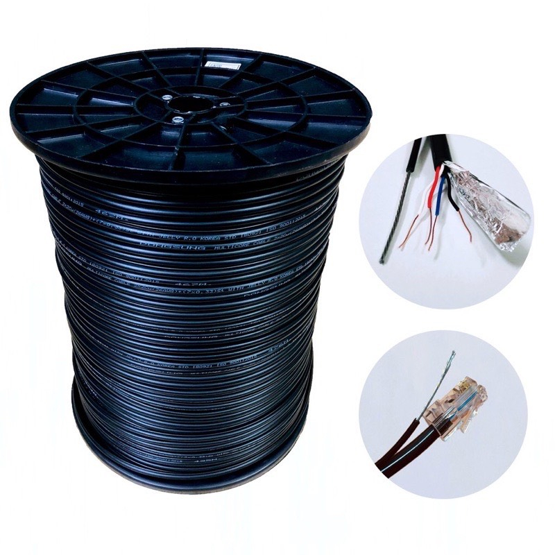 Dây cáp mạng ngoài trời lõi đồng nguyên chất, có gia cường trợ lực 500m