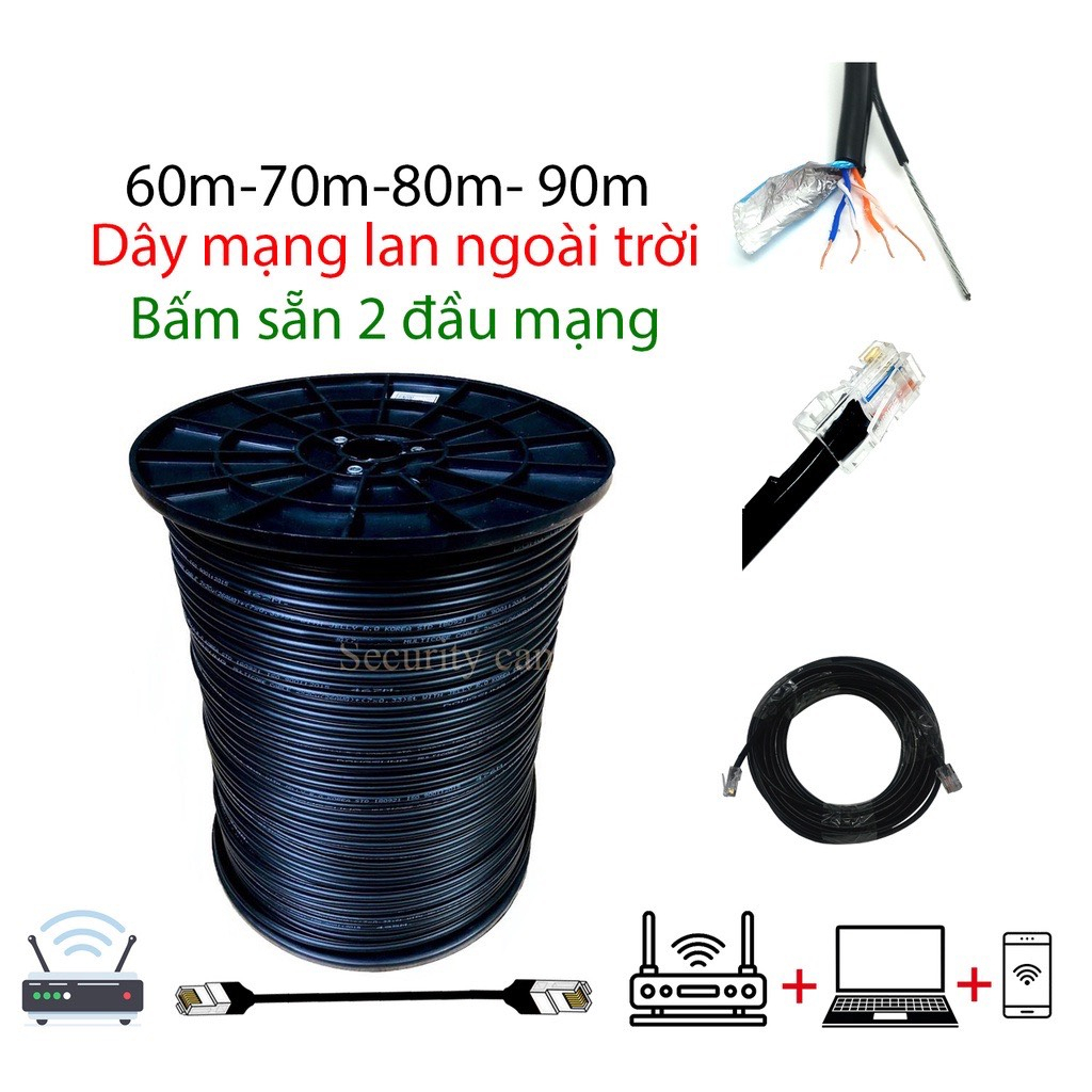 Dây cáp mạng ngoài trời lõi đồng nguyên chất, có gia cường trợ lực 500m