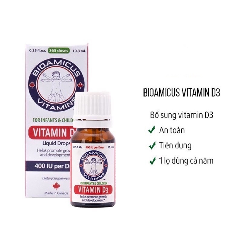 Vitamin D3/K2+D3 Bioamicus tăng cường hấp thu Calciums giúp phát triển