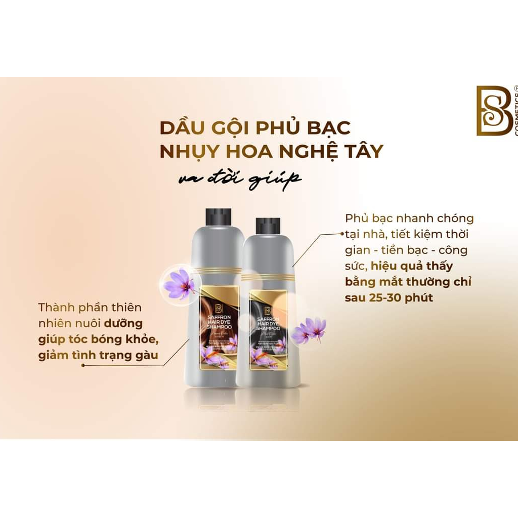 Dầu gội phủ bạc nhụy hoa nghệ tây (Saffron Hair Dye Shampoo Brown