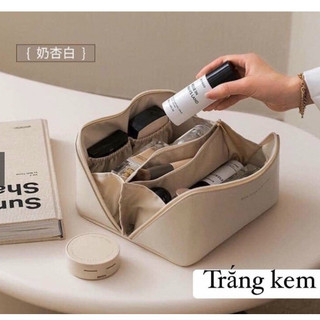 Túi đựng mỹ phẩm du lịch nhiều ngăn da PU chống thấm nước - Túi đựng đồ skincare, mỹ phẩm, đồ trang điểm du lịch đa năng