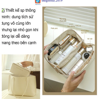 Túi đựng mỹ phẩm du lịch nhiều ngăn da PU chống thấm nước - Túi đựng đồ skincare, mỹ phẩm, đồ trang điểm du lịch đa năng