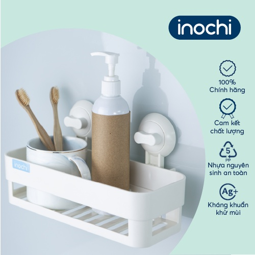 Kệ gắn góc tường Nachi CHỮ NHẬT treo ngang Inochi, không cần khoan tiện dụng cho nhà tắm