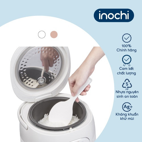 Thìa, muỗng nhựa xới cơm Đế Đứng/Nằm Dẹt Sendai Inochi cao cấp tiêu chuẩn Nhật kháng khuẩn