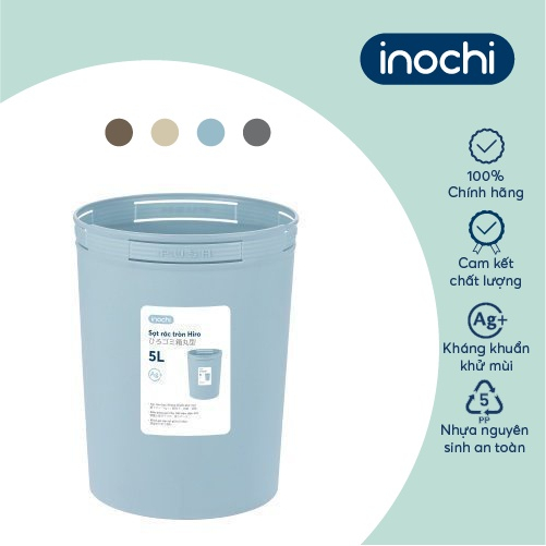 Sọt rác mini thông minh nhựa tròn Inochi cho văn phòng, khách sạn, gia đình (Loại 5L-10L-15L)