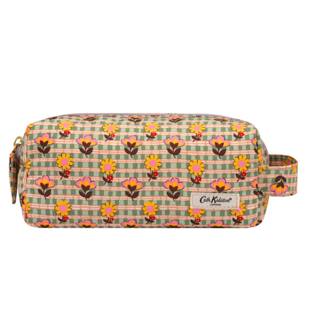 Cath Kidston - Túi đựng mỹ phẩm/Recycled Rose Brushes Bag - Check Ditsy - Green -1049596