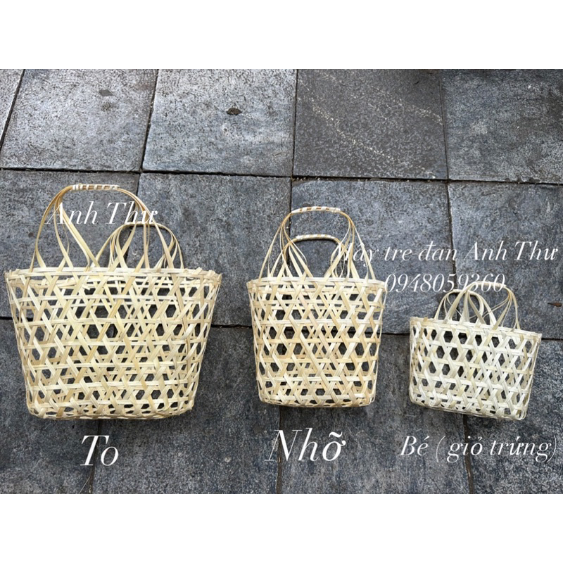 (Giá tại xưởng sx) Giỏ tre, làn tre 2 quai đựng quà biếu, giỏ trứng ...
