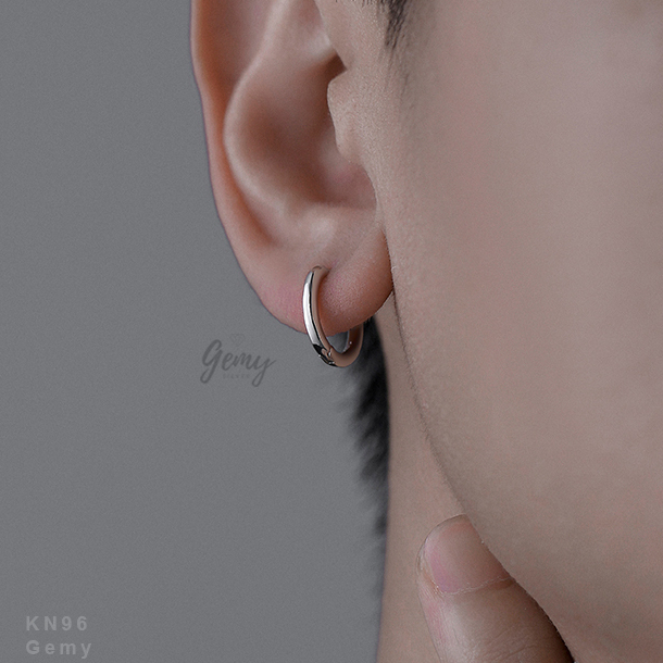 Khuyên tai nam bạc 925 tròn bông bạc trơn đơn giản basic dễ phối đồ unisex (1 chiếc) | GEMY SILVER KN96